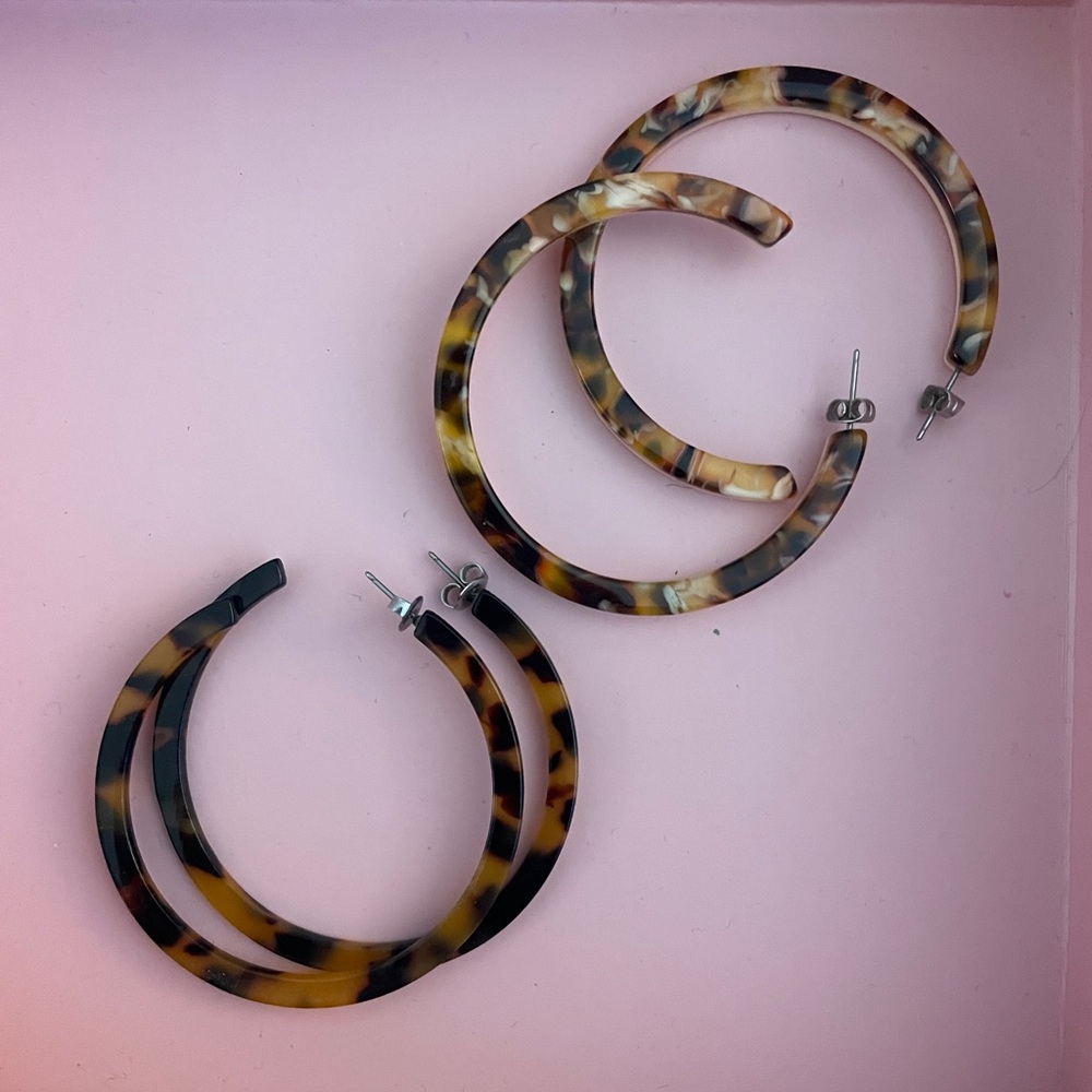 TWO PAIRS Tortoiseshell Hoop Earrings